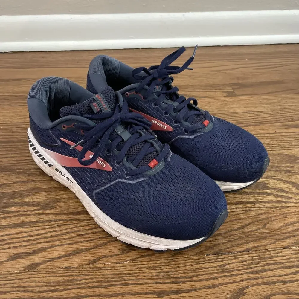 Brooks Beast 20 Comfort Running Shoes Sneakers Navy Mens Size 12 4E Extra Wide